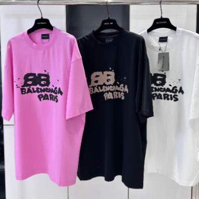 (V 공장) 발렌시아가 스플래시 잉크 프린트 티셔츠 (3COLOR)